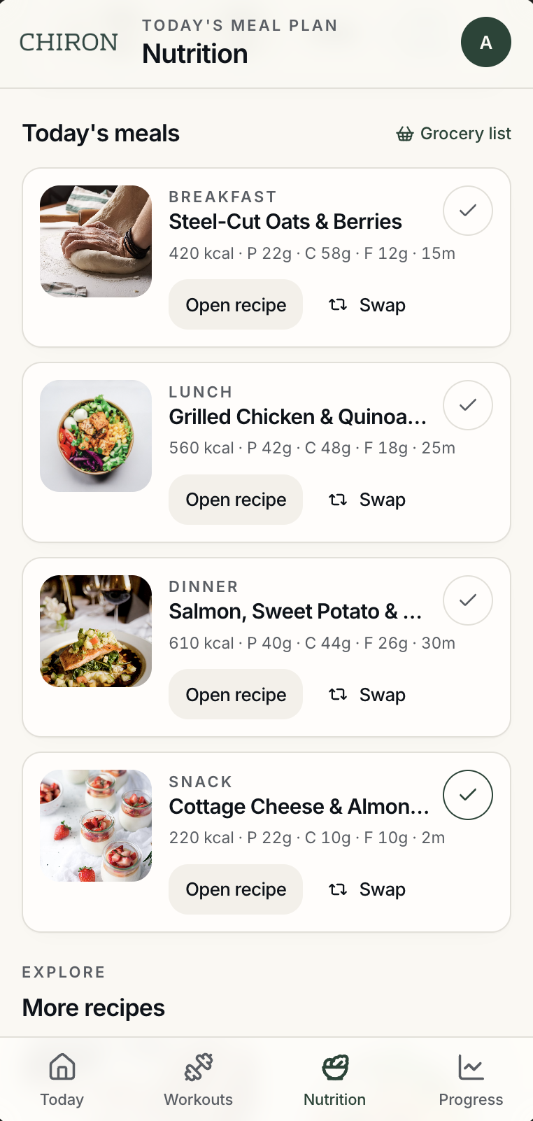 Chiron nutrition plan