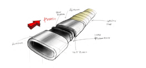 Connector prototype 2 sketch: flexible material wrapping the joint to seal the connection