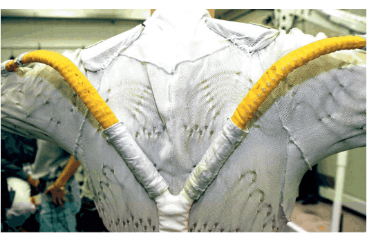 Back of the existing LCVG showing tunnel-like ventilation ducts branching toward the arms