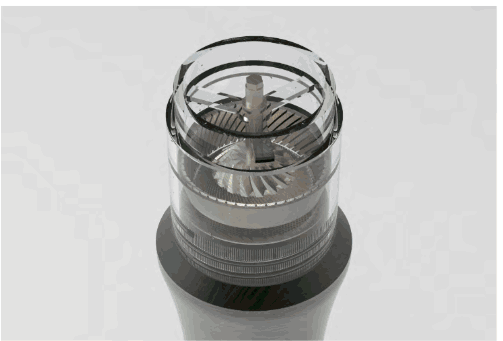 Render of a transparent cylindrical mechanism study