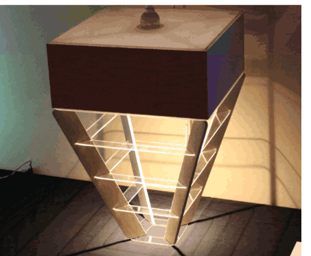 Illuminated V-shaped lamp model with layered internal structure